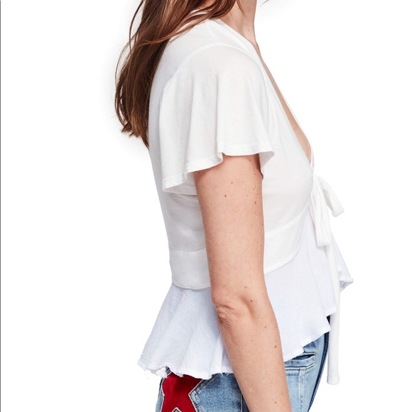 Free People Knot Me White Tie-Front Crop Top - Picture 4 of 7